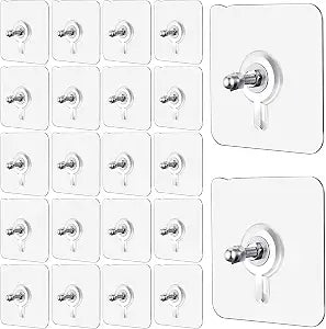 Shower Caddy/Shelf Adhesive Replacement 20 pcs, Adhesive Screws, No Drill Adhesive Mounting Stickers for Bathroom Organizer, Wall Shelf & Rack | Strong Waterproof Transparent Glue Pads  Pack of 20