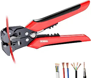 Self-Adjusting Wire Stripper, 3-in-1 Automatic Electrical Wire Stripper/Cutter/Crimper Pliers for 2410 AWG, 2-8P Ribbon & 0.75mm Coaxial Cables and Adjustable Length Stopper