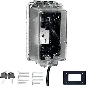 Universal Weatherproof Electrical Outlet Cover with Lock, Baby Proof Outlet Lock Box, Fits Most 2.6 "H x 2.56 "W or Smaller Plugs, Clear Outlet Waterproof Cover Box Fit for Outdoor In-Use