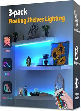 3-Pack Shelf Lights, Upgrade Battery Operated 20inch Led Strip Lights