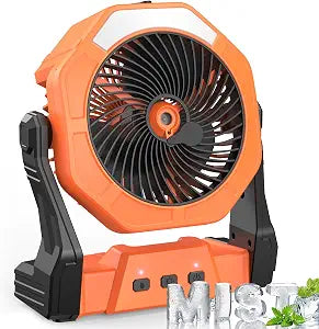Ausic Portable Misting Fan for Outdoor Cooling, [24-90Hrs] Battery Powered Mist Fans with Water Misters & LED Lantern, 8-Inch, 250mL Tank, for Patios, Home, Outside, Camping, Outdoor&Indoor Use