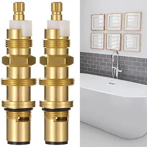 2 Pcs 910-030 Ceramic Valve Cartridges, Brass Faucet Valve Cartridge Replacement, Leakproof Shower Faucet Cores