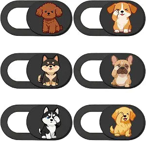 6Pcs 6 Styles Laptop Camera Cover Slide Dog 0.04 Inch Ultra Thin Webcam Cover Cute Privacy Guard Webcam Protector for Desktop Computer Tablet Phone Notebook Mini PC Accessories Office Use