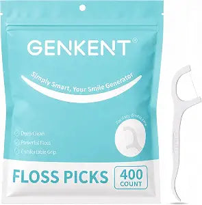 GENKENT Floss Picks, 400 Count Dental Floss Sticks, Tooth Picks Flossers, Teeth Cleaning Tools with Toothpicks