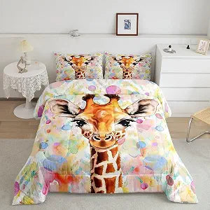 Feelyou Cute Giraffe Comforter Set Bedding Twin Size for Kids Women