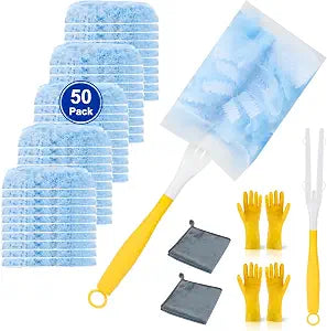 Duster Refill for Cleaning with 2 Handles, Heavy Duty Disposable Duster Kit