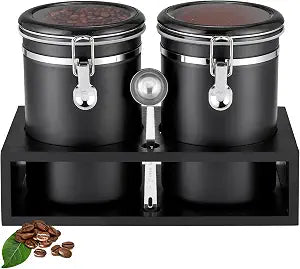 263OZ Stainless Steel Coffee Canister with Shelf and Scoop for Coffee Bar