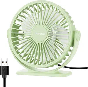 TriPole Desk Fan USB Powered Small Portable, 360Rotation Mini Personal Fan