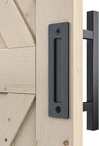 SMARTSTANDARD Heavy Duty 12" Sliding Barn Door Handle, Solid Steel, Black