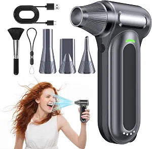 Compressed Air Duster, 170,000 RPM Electric Air Duster with Brushless Motor, 4-Speed Cordless Rechargeable Air Blower for Keyboard, PC, Car - Electronics, Canned Air Alternative
