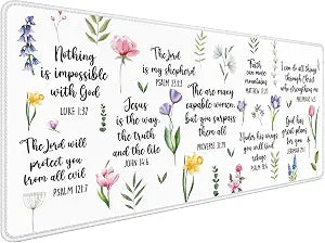 Christian Inspirational Floral Large Mouse Pad 31.5x15.7inch, Religious Bible Verse Large Extended Computer Desk Mat Mousepad for Keyboard and Mouse, Christian Desk Accessories