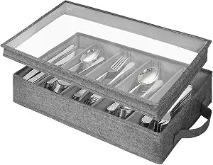 Silverware Storage Box, Covered Flatware Organizer with Removable Lid