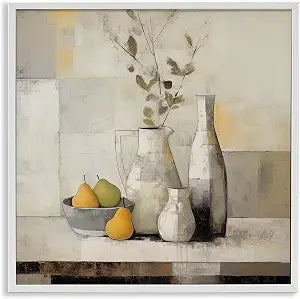 Country Pear Still Life Rustic Charm, 17 x 17 Inch Framed Gicle Print