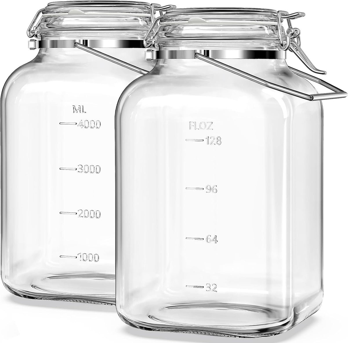 Folinstall 1.5 Gallon Glass Jar with Lid, Wide Mouth Mason Jars, 2PCS