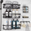 Veken Shower Caddy 6-Pack with Hooks, Bathroom Organizers & Storage, Black