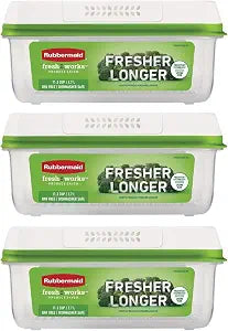 Rubbermaid FreshWorks Produce Saver, Large Storage Containers With Lids, Pack of 3, 6-Piece Set
