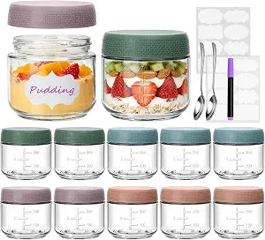 12Pack 10oz Glass Overnight Oats Containers with Lids