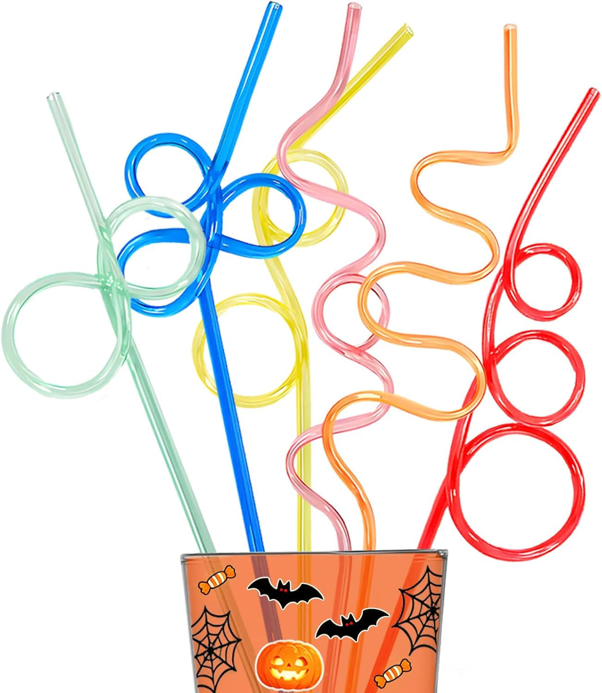 LEDUO 30 Reusable Silly Crazy Straws for Kids Adluts Halloween Party Favors