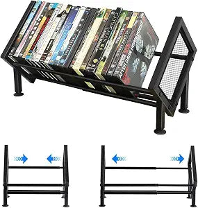 PUTNATRURE DVD Storage Rack, Expandable Video Game Shelf & Blu Ray Holder