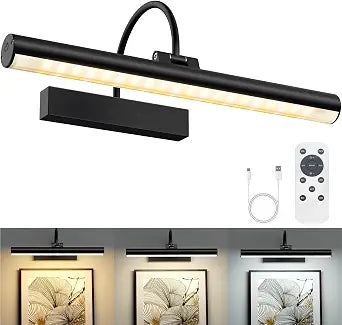Picture Light for Wall,Cordless Rechargeable Picture Light,1 Pack Black 13"