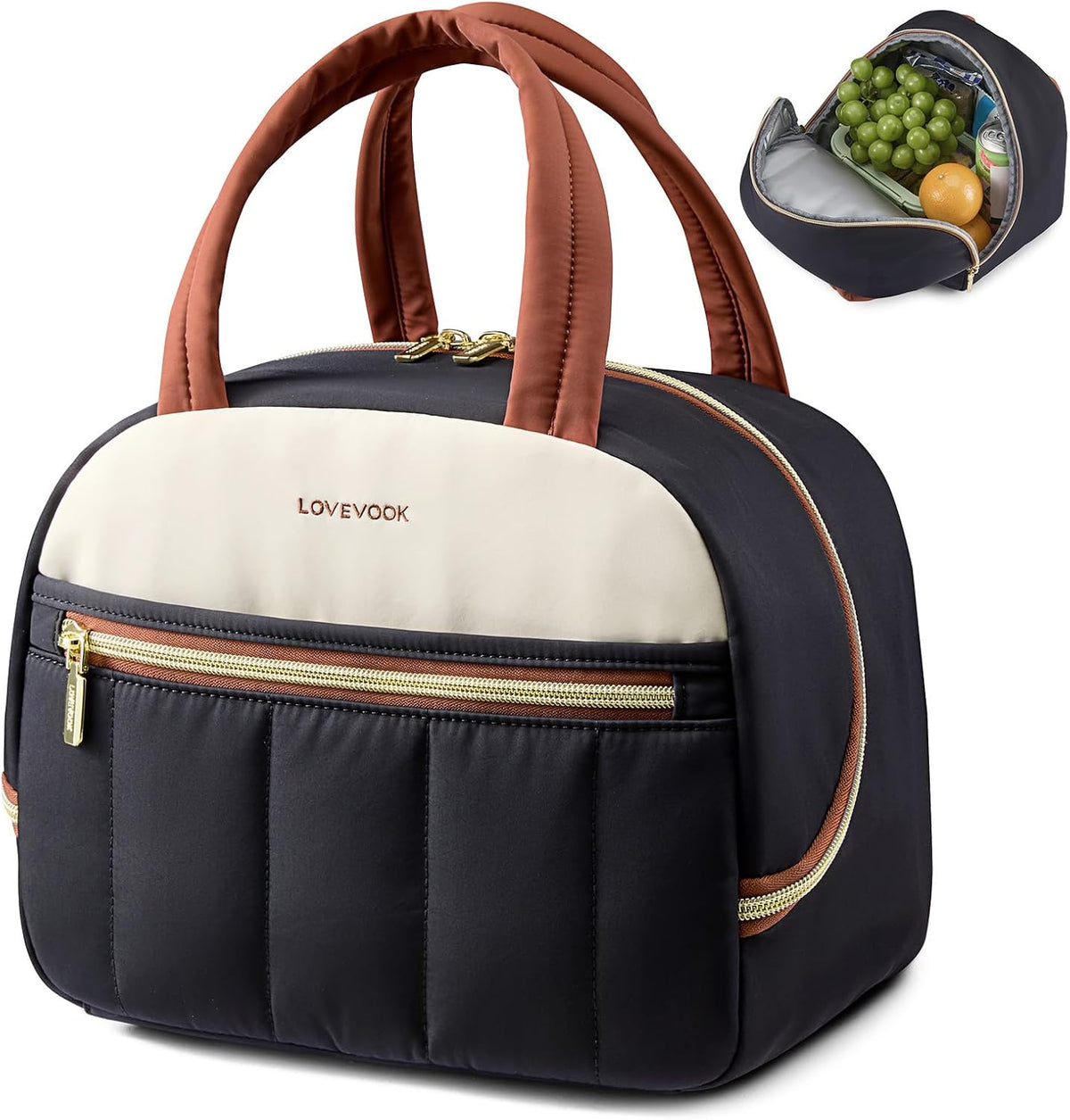 LOVEVOOK Insulated Lunch Bag for Women Men, Cute Fit and Fresh Lunch Box