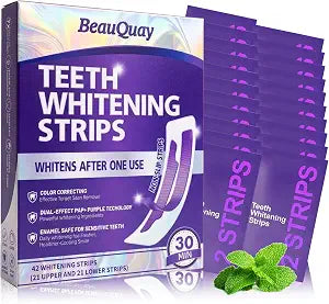 Purple Teeth Whitening Strips Kit, 42 Teeth Whitening Kit with Dry White Strip Technology, Purple Whitening Strips for Teeth, Enamel Safe Whitening Without Sensitivity, Designed for Deep Stain Removal