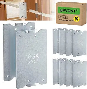 3" x 5" Nail Plates for Wood Studs, 16 Gauge Nail Plates Electrical for Studs or Double 2X Studs, NOT THE Cheap Thin Ones, Code-Compliant Galvanized Nail Guards (10 PCS)