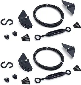 Durable Anti Sag Gate Kit for Wooden Fence, Anti-Sag Gate Support Cable Kit in Zinc, Anti-Sagging Fence Gate Kit Steel Gate Hardware, Wood Door Repair Kit for Outdoor, Gate Frame Kit Black, 2 Pack