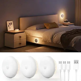 Homelist 2026 New 1500mAh Indirect Lighting Night Light, 3 Pack Bedside Table Lamp, Dimmable Rechargeable Motion Sensor Lights Indoor for Bedroom Nightstand, Cabinet, Porch, Hallway, Stairs