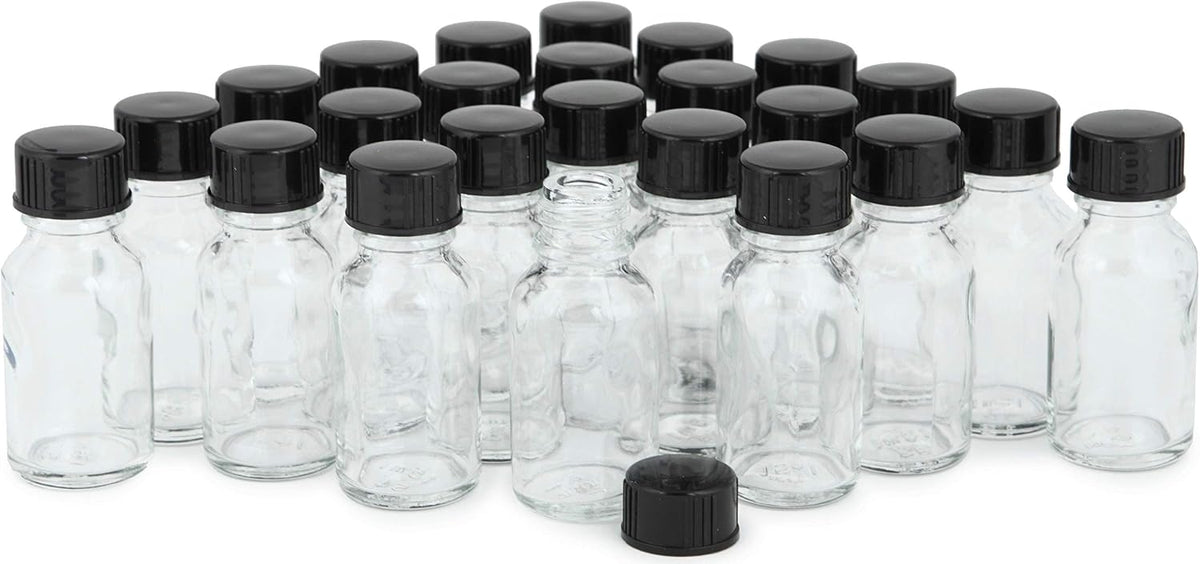 Vivaplex, 24, Clear, 15 ml Glass Bottles, with Lids