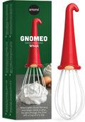 OTOTO Gnomeo Whisk - Red Gnome Handle Whisk for Baking & Cooking, Fun Gnomes Kitchen Gadgets, Quirky Baking Tools, Unique Kitchen Gifts