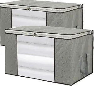 2 Pack Foldable Large Storage Bags for Clothes, Comforter, Quilt, Blanket