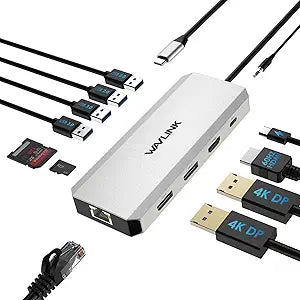 WAVLINK Laptop Docking Station,Triple Monitors,Dual DisplayPort,HDMI,85W PD