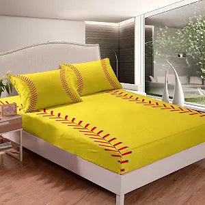 Feelyou Softball Fitted Sheet Twin Size 3Pcs (Flat Sheet Not Included)