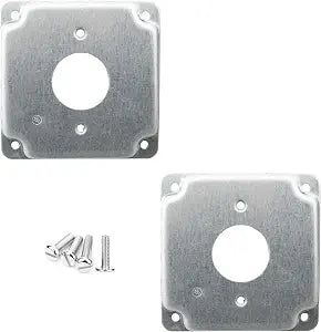 2PCS 4x4inch Silver Metal Socket Box Cover with Mounting Screws for Sealing Electrical Wire Connection