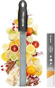 Microplane Premium Classic Series Zester 18/8, Black - Lemon Zester & Cheese Grater & Vegetable Grater - Citrus, Parmesan Cheese, Garlic, Ginger, Nutmeg, Chocolate - Stainless Steel Grater