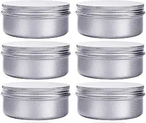 6 Ounce Aluminum Cans 180 mL Screw Lid Metal Storage Tins Containers for Storing Spices, Candies, Lip Balm, Candles, 6 Pcs.