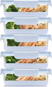 Ello Duraglass Refresh 3.4 Cup Meal Prep Containers, 10 Pc, Halogen Blue