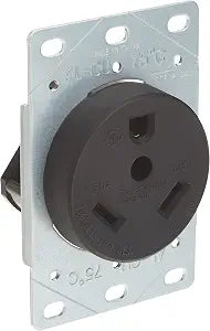 Legrand 30 Amp NEMA TT30 RV Travel Trailer Power Outlet Flush Black 1 Pack
