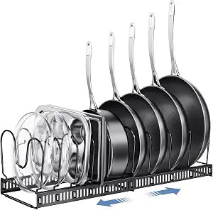 ORDORA Expandable Pots and Pans Organizer under Cabinet with 10 Dividers