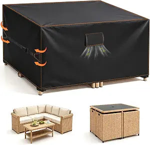 SUNICO Patio Furniture Covers Waterproof Square ,Outdoor,78x78x35in,Black
