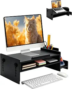 MyPlace Bamboo Monitor Stand Riser with Adjustable Height and Angle