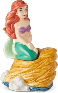 Enesco 6002273 Disney Ceramics the Little Mermaid Ariel on Rock Salt and Pepper Shakers, 3.85 Inch, Multicolor