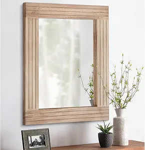 Rectangle Mirror Retro Wooden Wall-Mounted Mirrors Farmhouse Bedroom Bathroom Vanity Entrance Decorative Antique Hanging Mirror Large 20"x16"