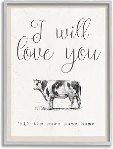 Stupell Industries Love You Till The Cows Come Home Framed Giclee Texturized Art 16x20 Multi-Color