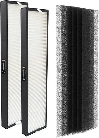 PUREBURG 182550 Replacement Filter Compatible with Bionair BAP536UV-U Air Purifier, 2-Pack H13 HEPA Activated Carbon Pre-Filters For Air Clean Dust VOCs Odor