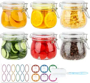 HINGWAH 16oz Glass Jars with Airtight Lids, 6 Pack Mason Jars