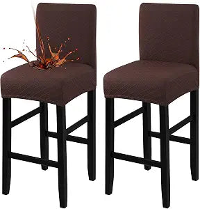 Fuloon Waterproof Barstool Covers Chair Slipcovers, Chocolate, 2 Pack