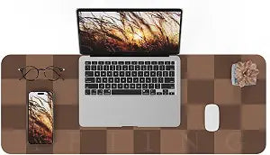 AFIING Brown Checkered Desk Pad 31.5" x 12"