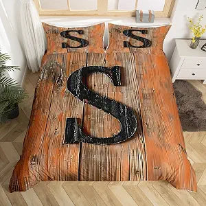 jejeloiu Letter S Duvet Cover Queen Size 3Pcs Personalized Initial S